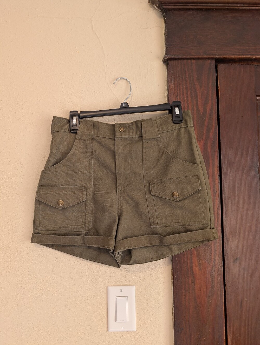 Vintage Boy Scouts of America BSA Uniform Shorts Olive Green with Scout Buttons